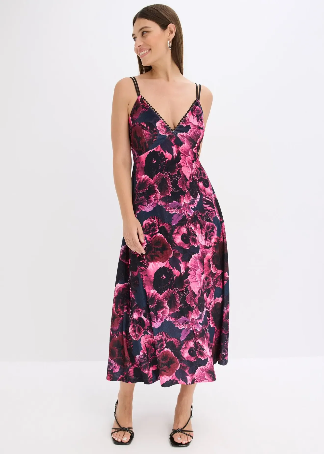 Femme bonprix Mode Festive|Robes|Robe midi en velours brillant