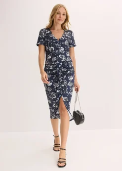 Femme bonprix Robes|Robe midi près du corps avec décolleté plongeant