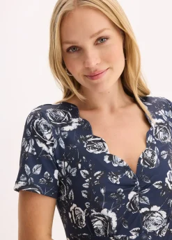 Femme bonprix Robes|Robe midi près du corps avec décolleté plongeant