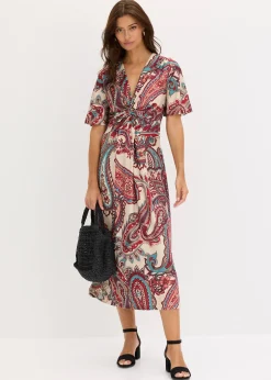 Femme bonprix Robes|Robe midi près du corps, style portefeuille