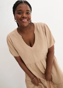 Femme bonprix Robes|Robe oversize en gaze de coton