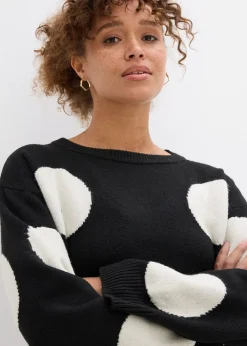 Femme bonprix Maille|Robes|Robe oversize en maille à pois