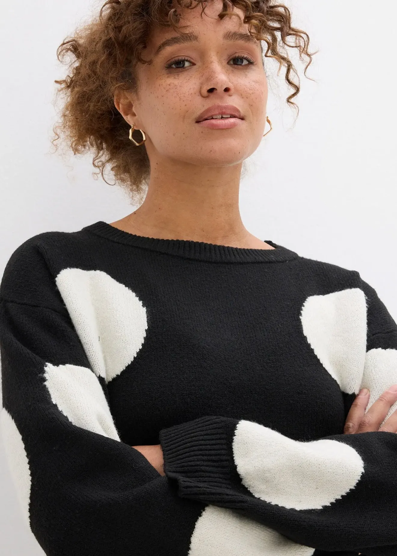 Femme bonprix Maille|Robes|Robe oversize en maille à pois