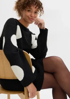 Femme bonprix Maille|Robes|Robe oversize en maille à pois