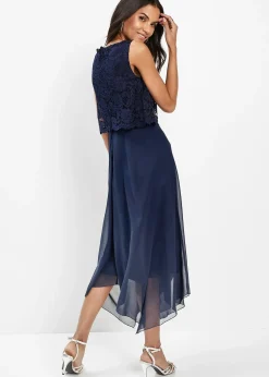 bonprix Robe premium en crêpe avec dentelle|Femme Mode Festive|Robes