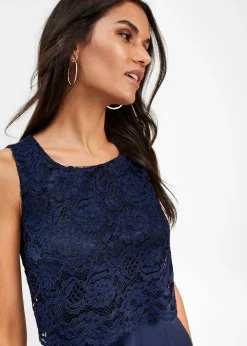 bonprix Robe premium en crêpe avec dentelle|Femme Mode Festive|Robes