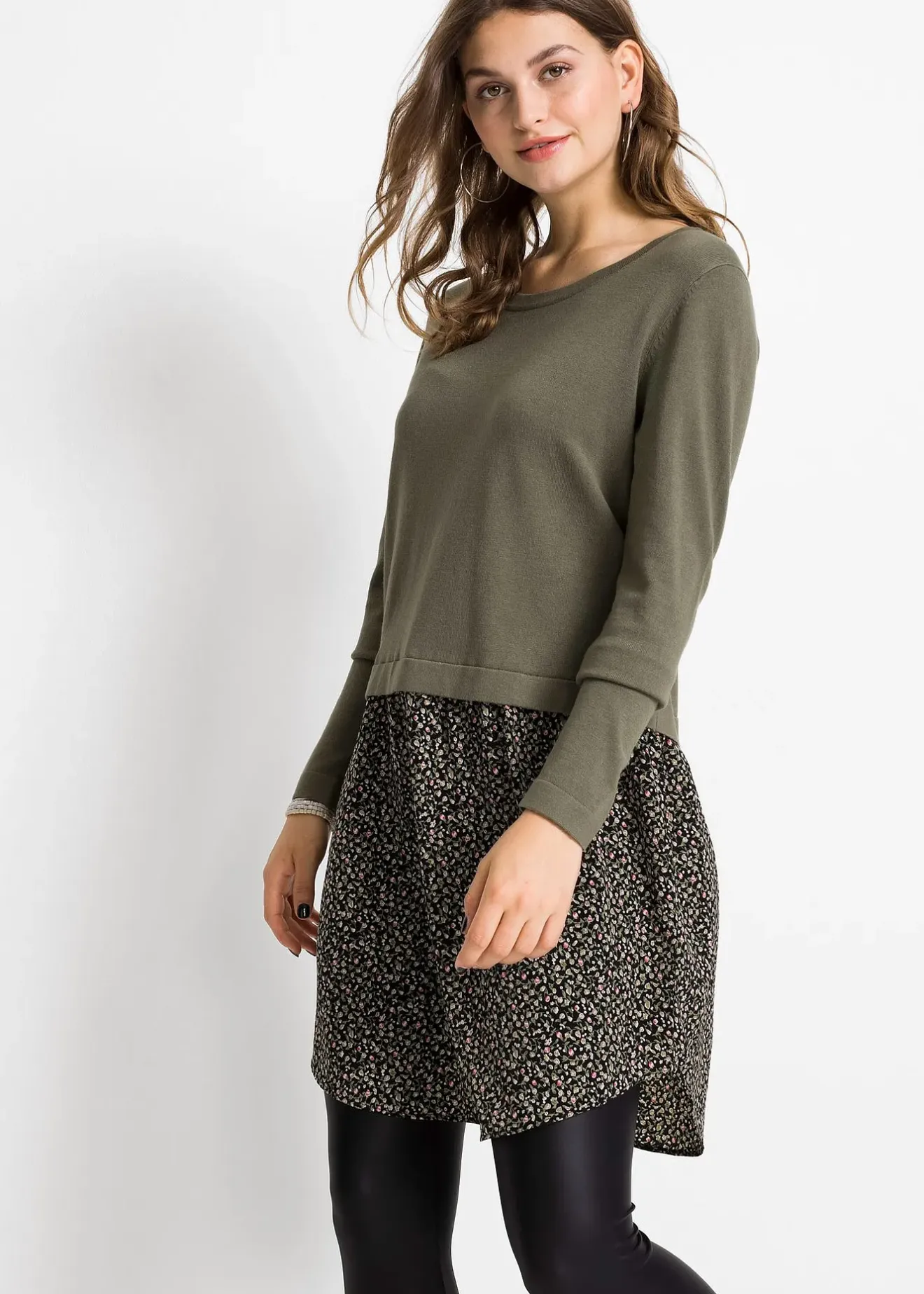 Femme bonprix Maille|Pulls & Gilets|Robe pull en fine maille avec jupe montée