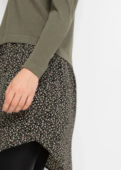 Femme bonprix Maille|Pulls & Gilets|Robe pull en fine maille avec jupe montée