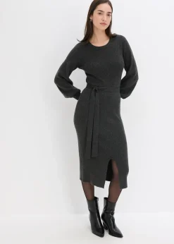 Femme bonprix Maille|Robes|Robe pull fluide et côtelée en viscose majoritaire