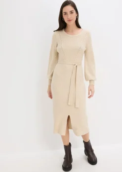 Femme bonprix Maille|Robes|Robe pull fluide et côtelée en viscose majoritaire