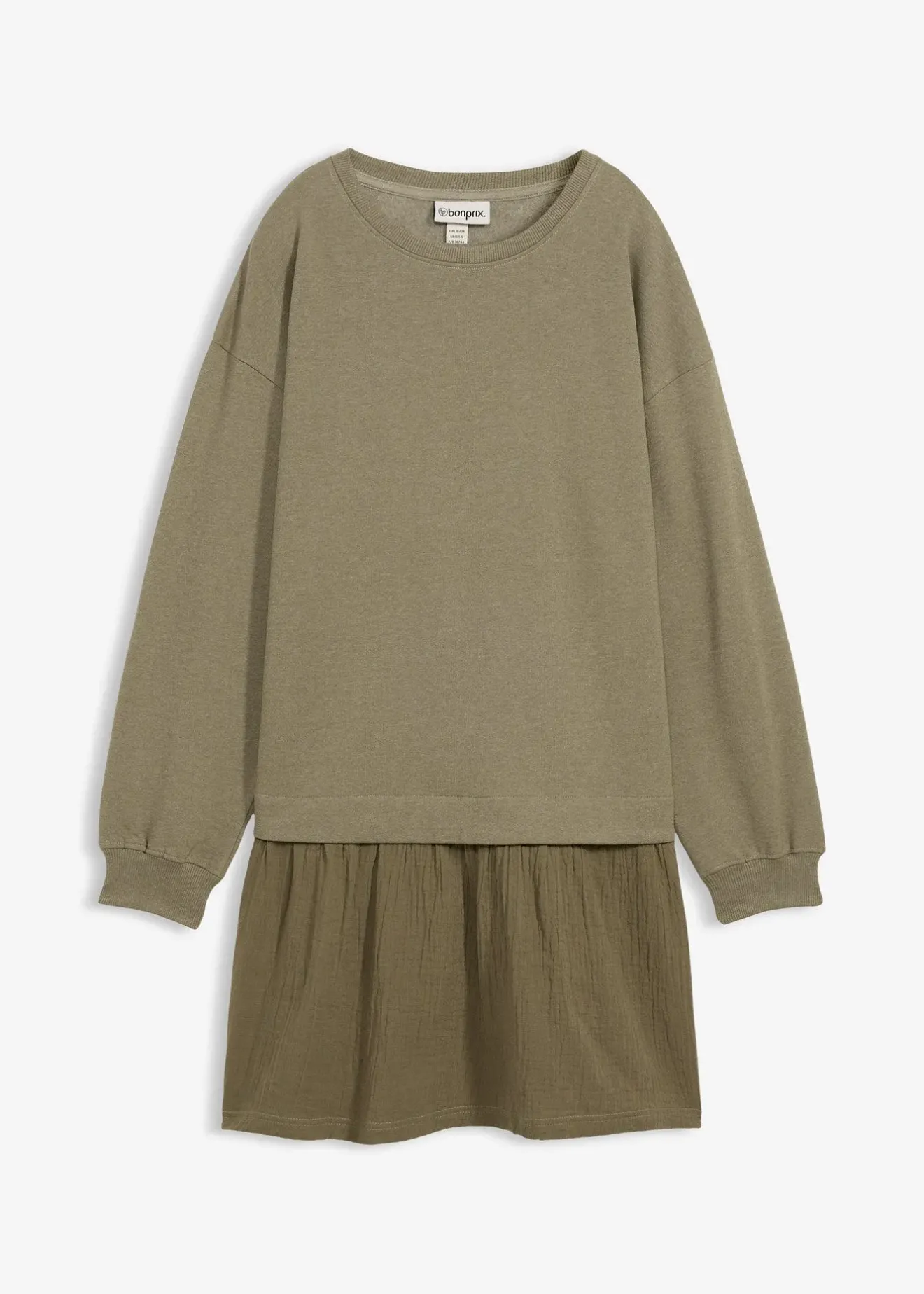 Femme bonprix Sweats|Robes|Robe sweat avec jupe tissée