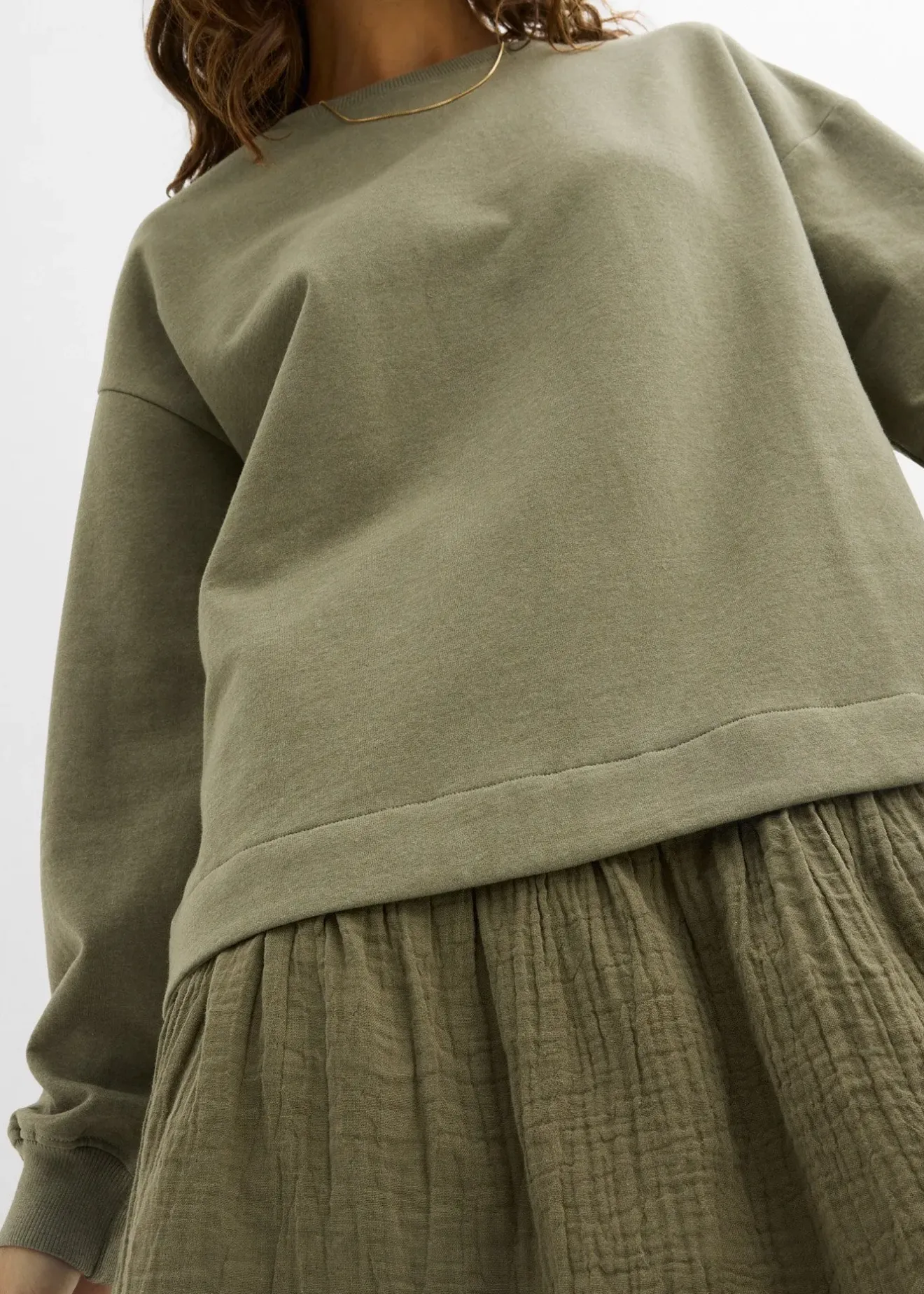 Femme bonprix Sweats|Robes|Robe sweat avec jupe tissée