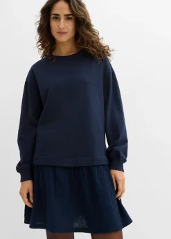bonprix Robe sweat avec jupe tissée|Femme Sweats|Robes
