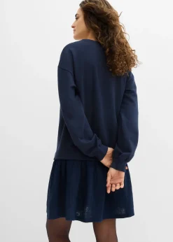 bonprix Robe sweat avec jupe tissée|Femme Sweats|Robes