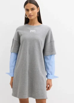 Femme bonprix Sweats|Robes|Robe sweat oversize à manches chemise