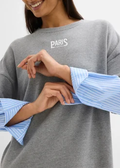 Femme bonprix Sweats|Robes|Robe sweat oversize à manches chemise