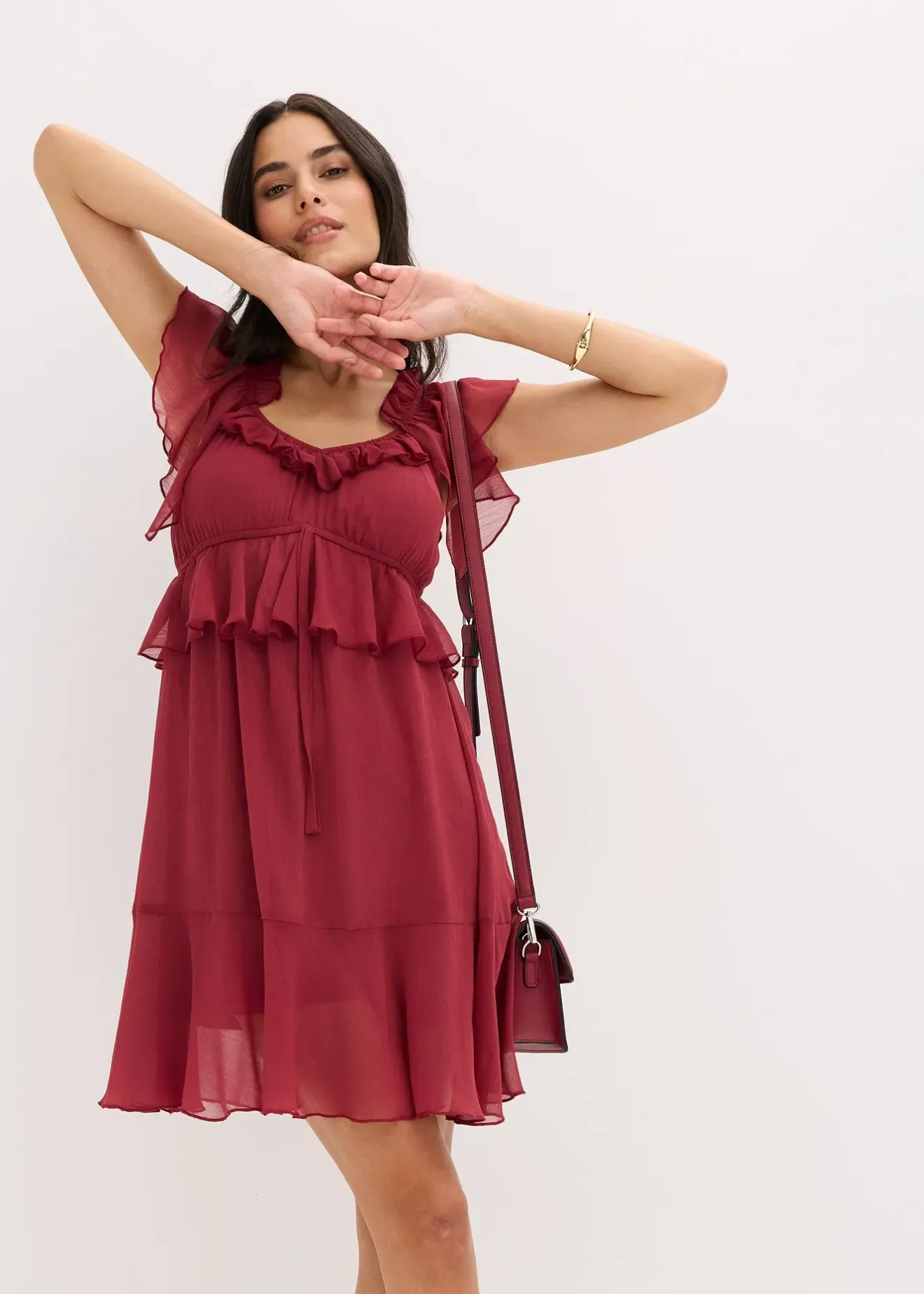 bonprix Robe trapèze en crêpe|Femme Robes