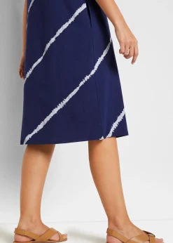 Femme bonprix Robes|Robe trapèze en jersey de coton avec poches, long. genou