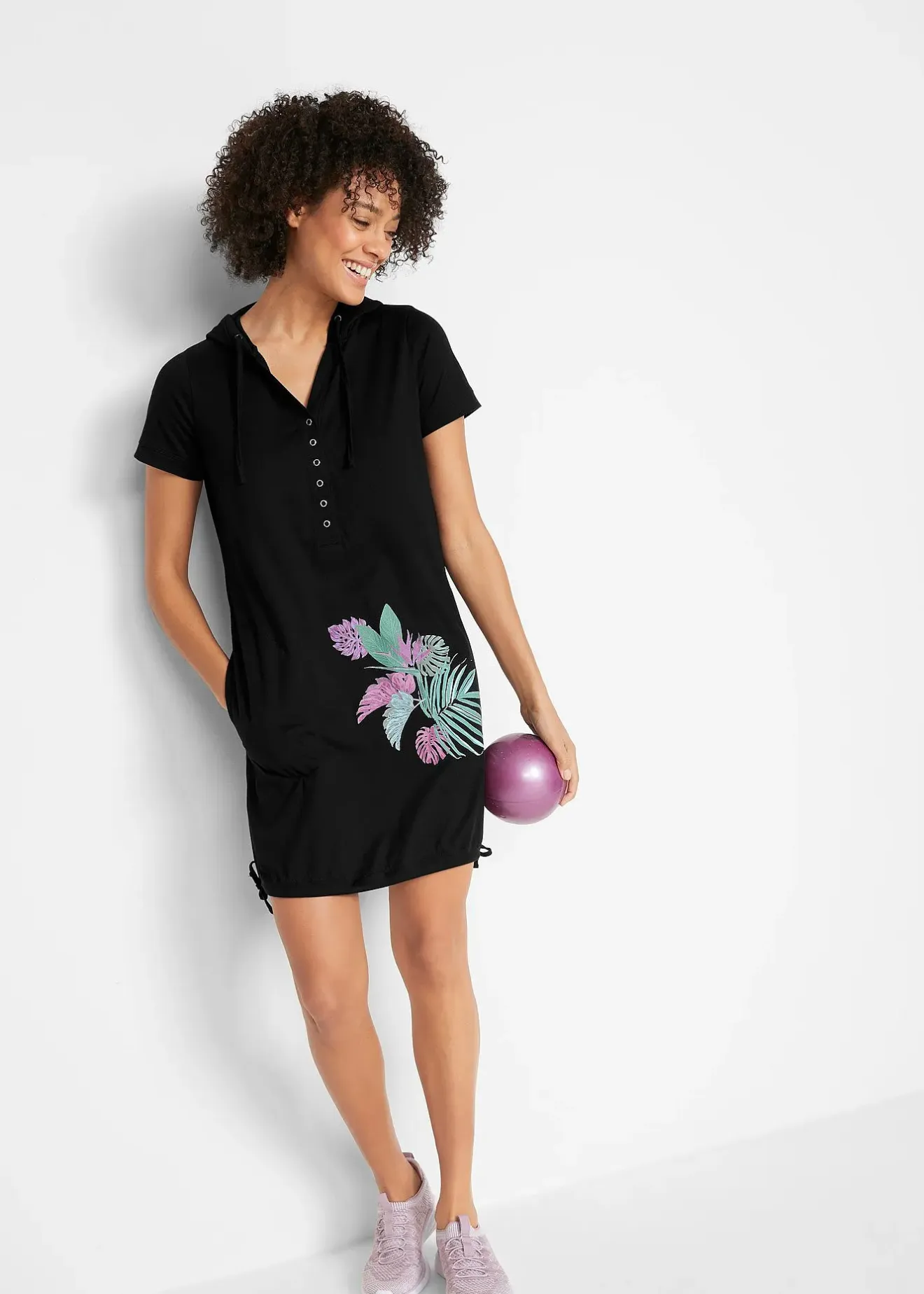 bonprix Robe T-shirt en coton, manches courtes|Femme Vêtements De Plage