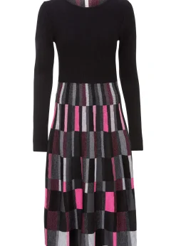 Femme bonprix Maille|Robes|Robe évasée en maille à motif jacquard