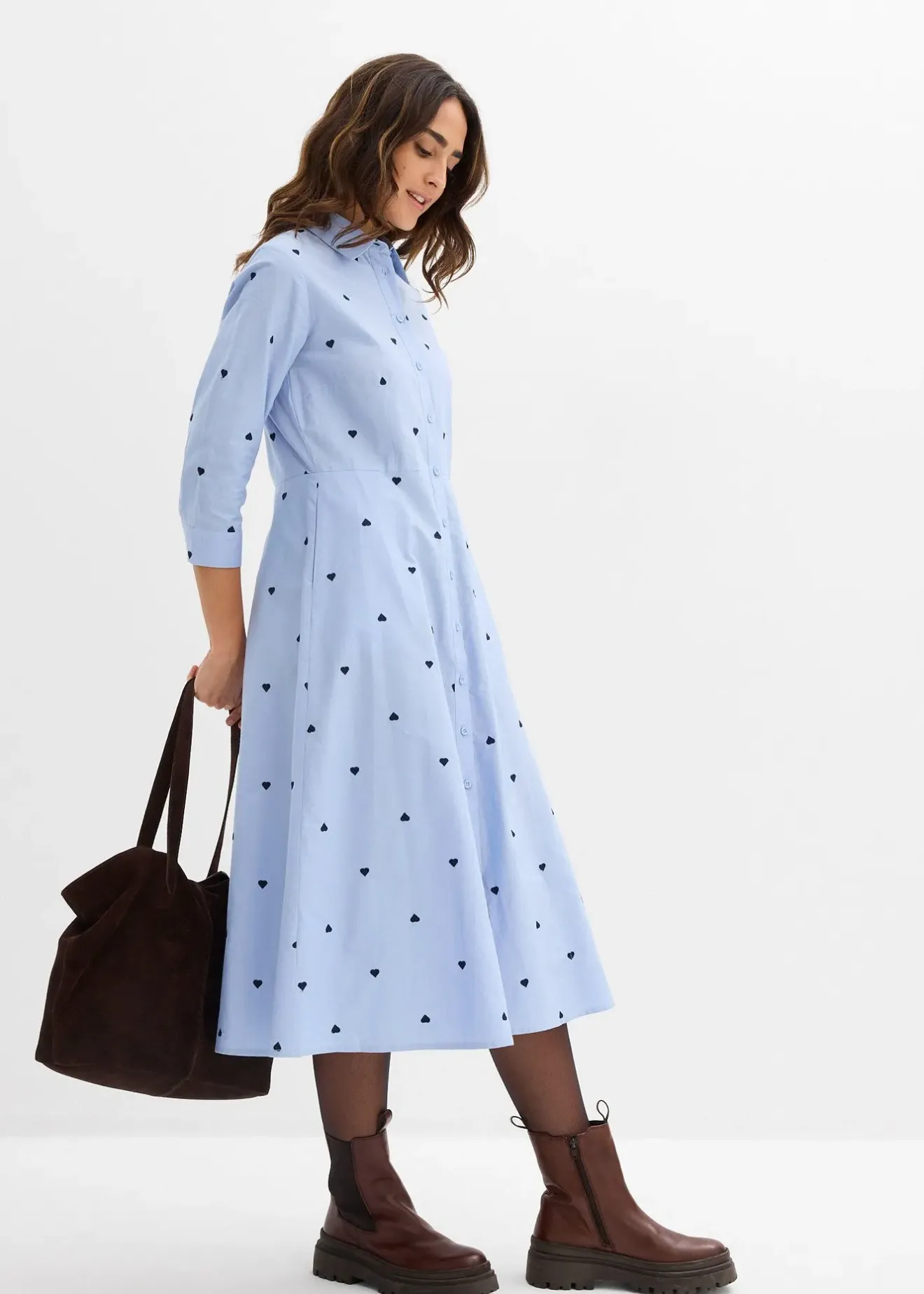 bonprix Robe-chemise 100% coton|Femme Tailles Petite