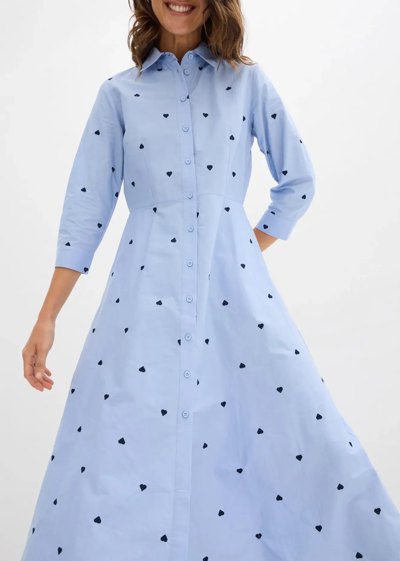 bonprix Robe-chemise 100% coton|Femme Tailles Petite