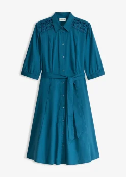 bonprix Robe-chemise avec dentelle et lien à nouer|Femme Tailles Petite|Robes