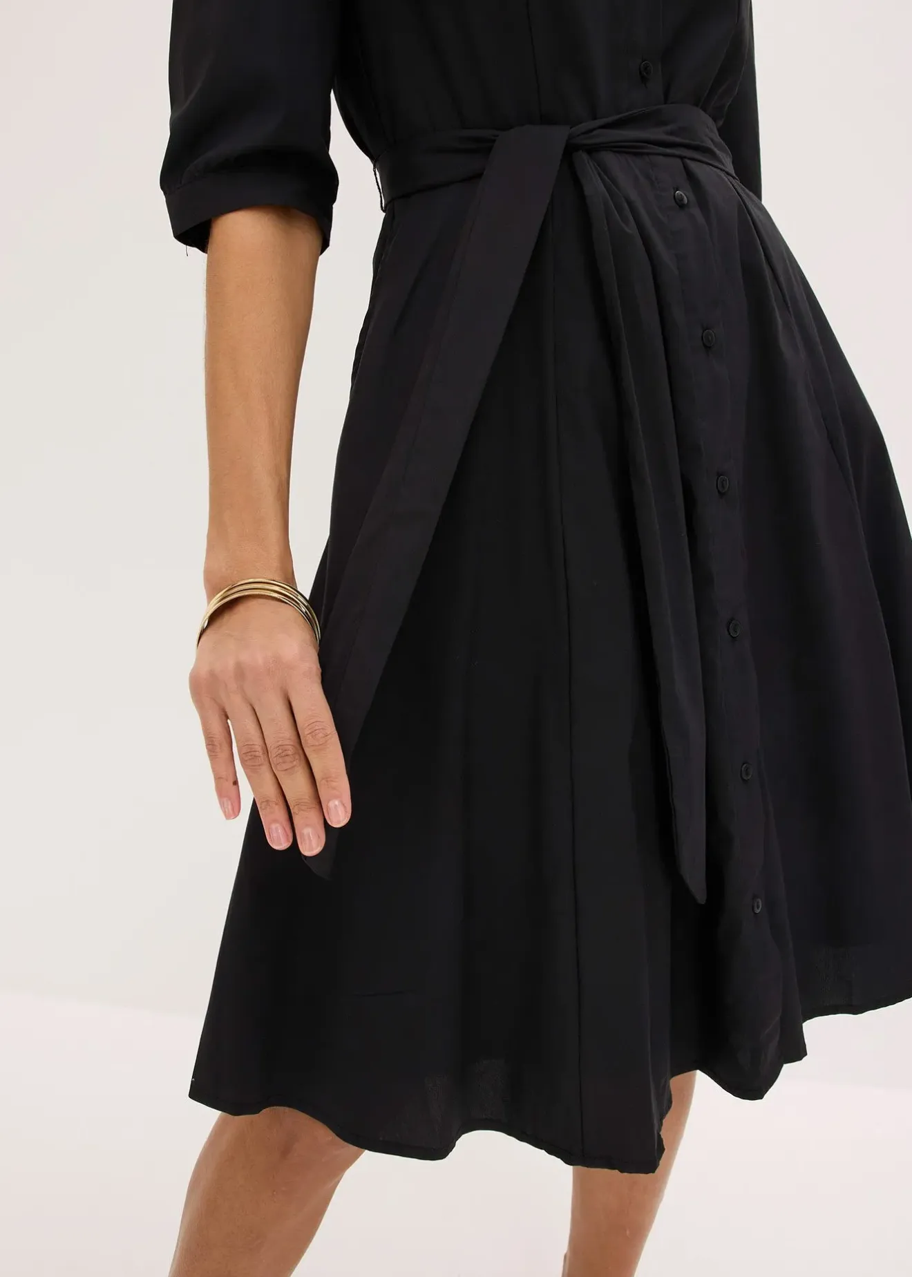 Femme bonprix Tailles Petite|Robes|Robe-chemise avec dentelle et lien à nouer