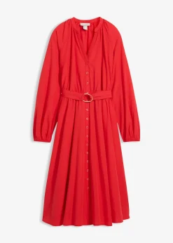 Femme bonprix Premium|Robes|Robe-chemise en coton et soie avec ceinture