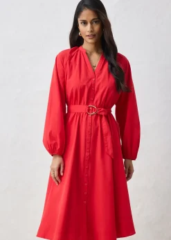 Femme bonprix Premium|Robes|Robe-chemise en coton et soie avec ceinture