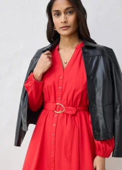 Femme bonprix Premium|Robes|Robe-chemise en coton et soie avec ceinture