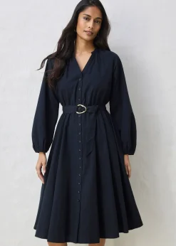 bonprix Robe-chemise en coton et soie avec ceinture|Femme Premium|Robes