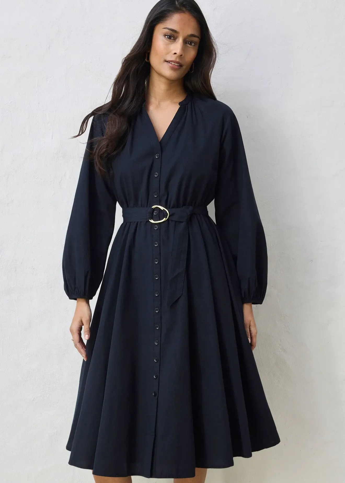 bonprix Robe-chemise en coton et soie avec ceinture|Femme Premium|Robes