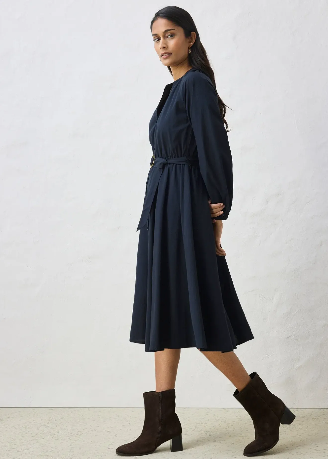 bonprix Robe-chemise en coton et soie avec ceinture|Femme Premium|Robes