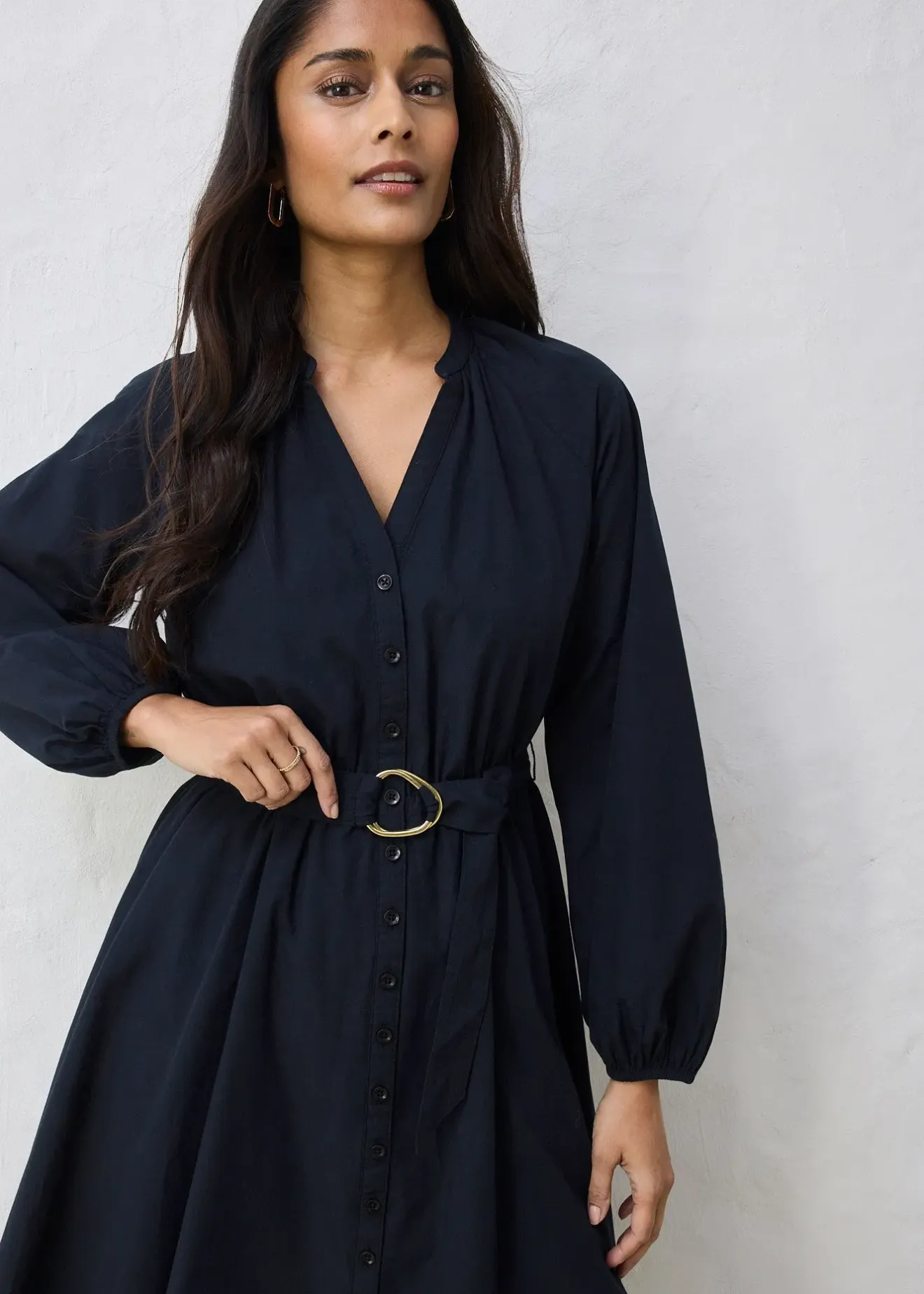 bonprix Robe-chemise en coton et soie avec ceinture|Femme Premium|Robes