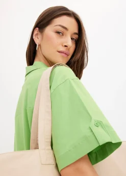 Femme bonprix Robes|Robe-chemise en coton extensible