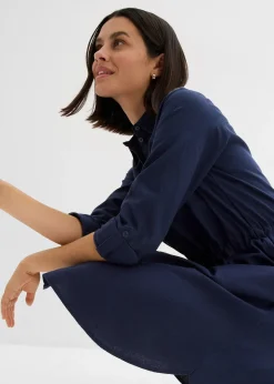 Femme bonprix Robes|Robe-chemise en lin et coton