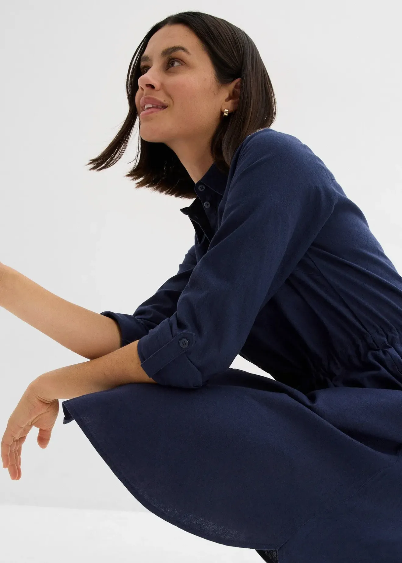 Femme bonprix Robes|Robe-chemise en lin et coton