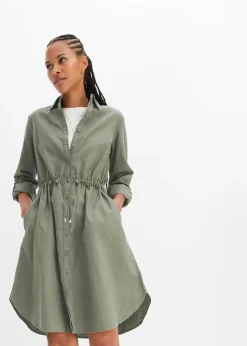 Femme bonprix Robes|Robe-chemise en lin et coton