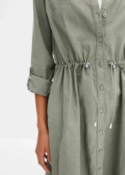 Femme bonprix Robes|Robe-chemise en lin et coton