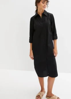 Femme bonprix Robes|Robe-chemise en popeline de coton