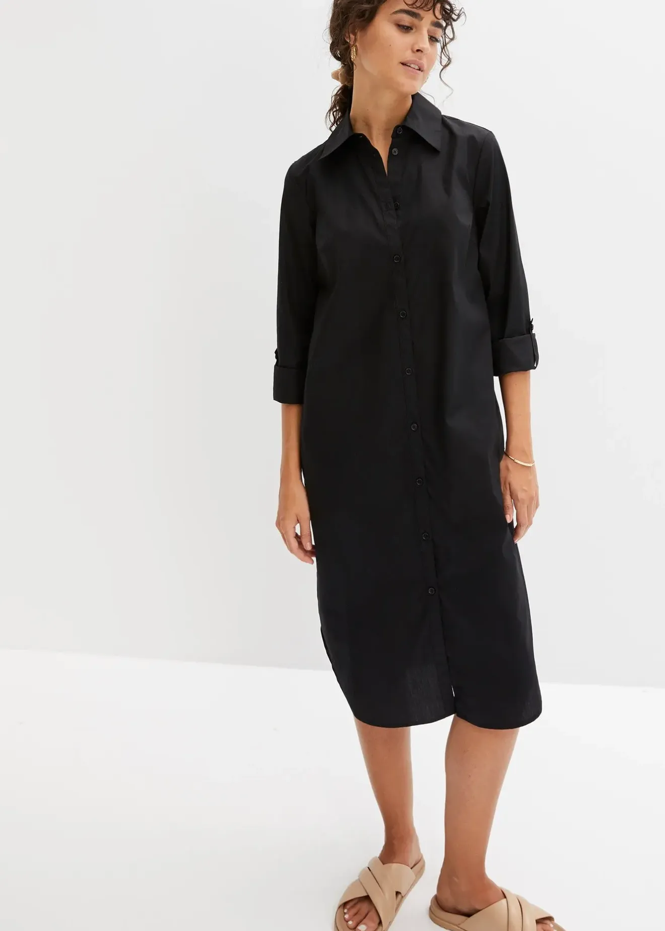 Femme bonprix Robes|Robe-chemise en popeline de coton