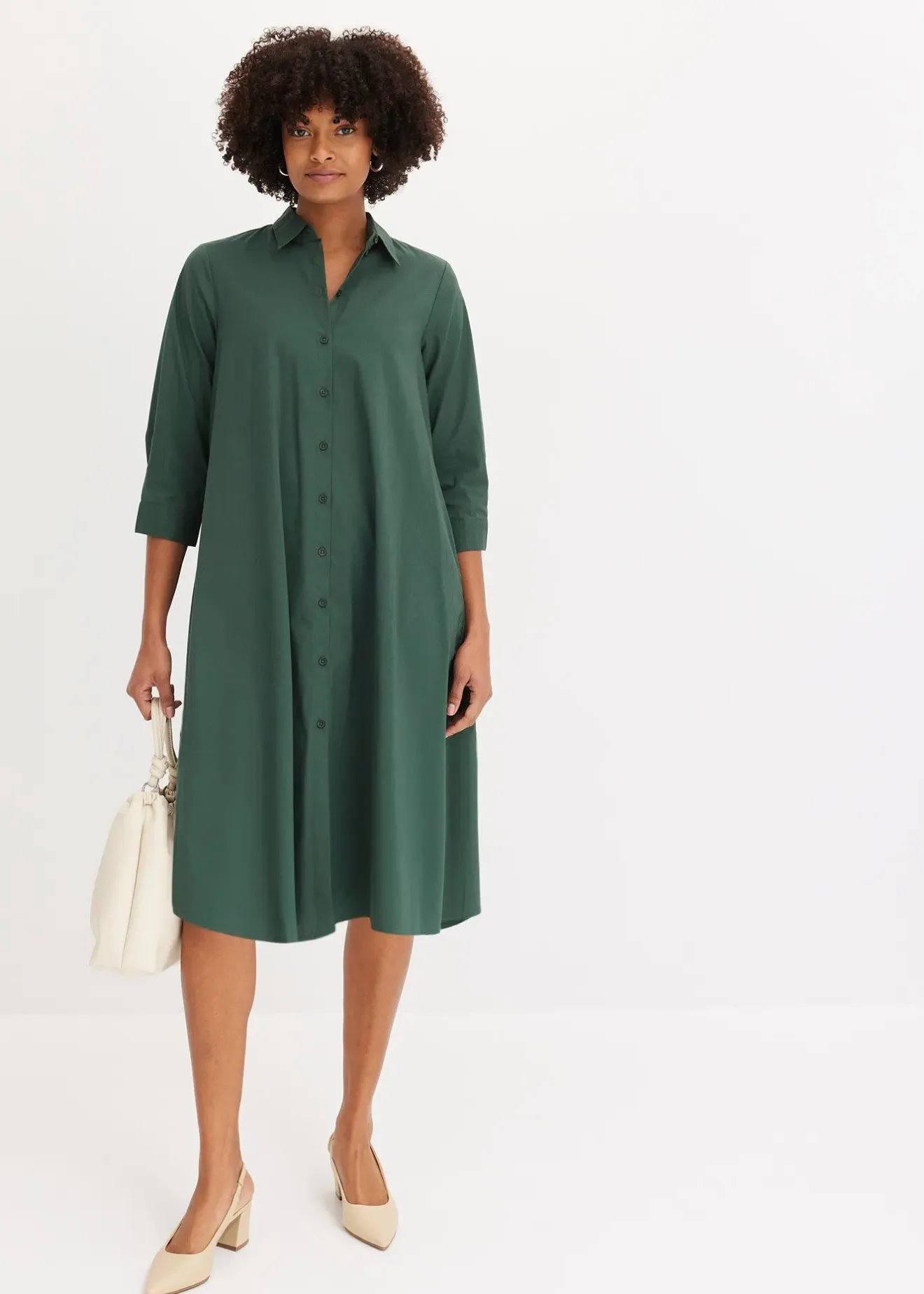 Femme bonprix Robes|Robe-chemise en popeline solide