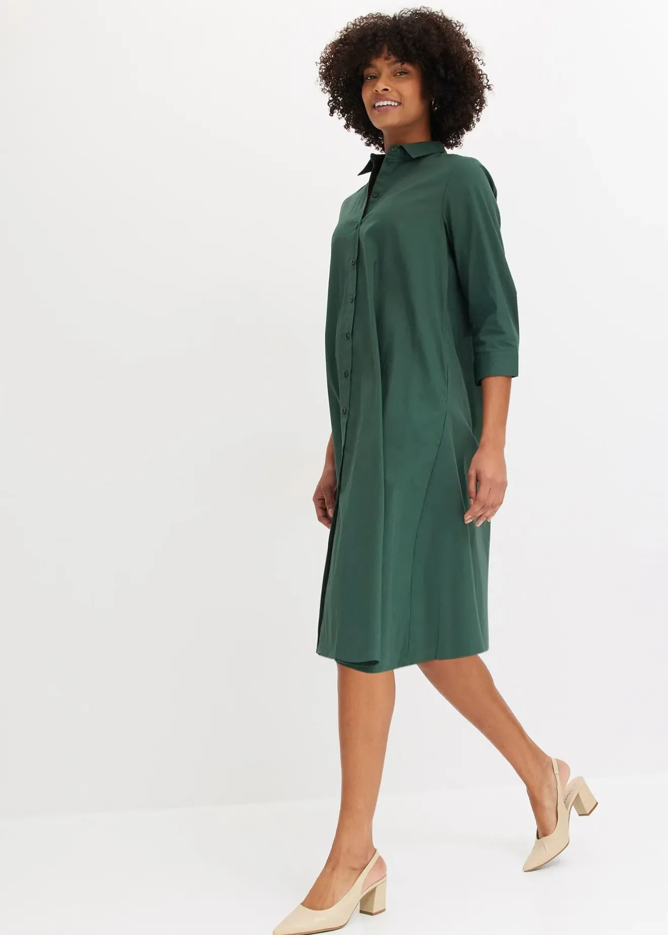 Femme bonprix Robes|Robe-chemise en popeline solide