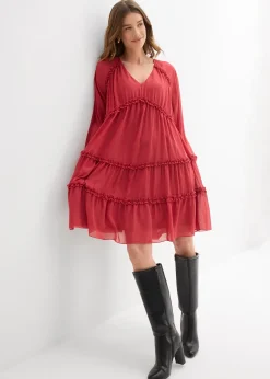 bonprix Robe-tunique en mousseline texturée|Femme Robes