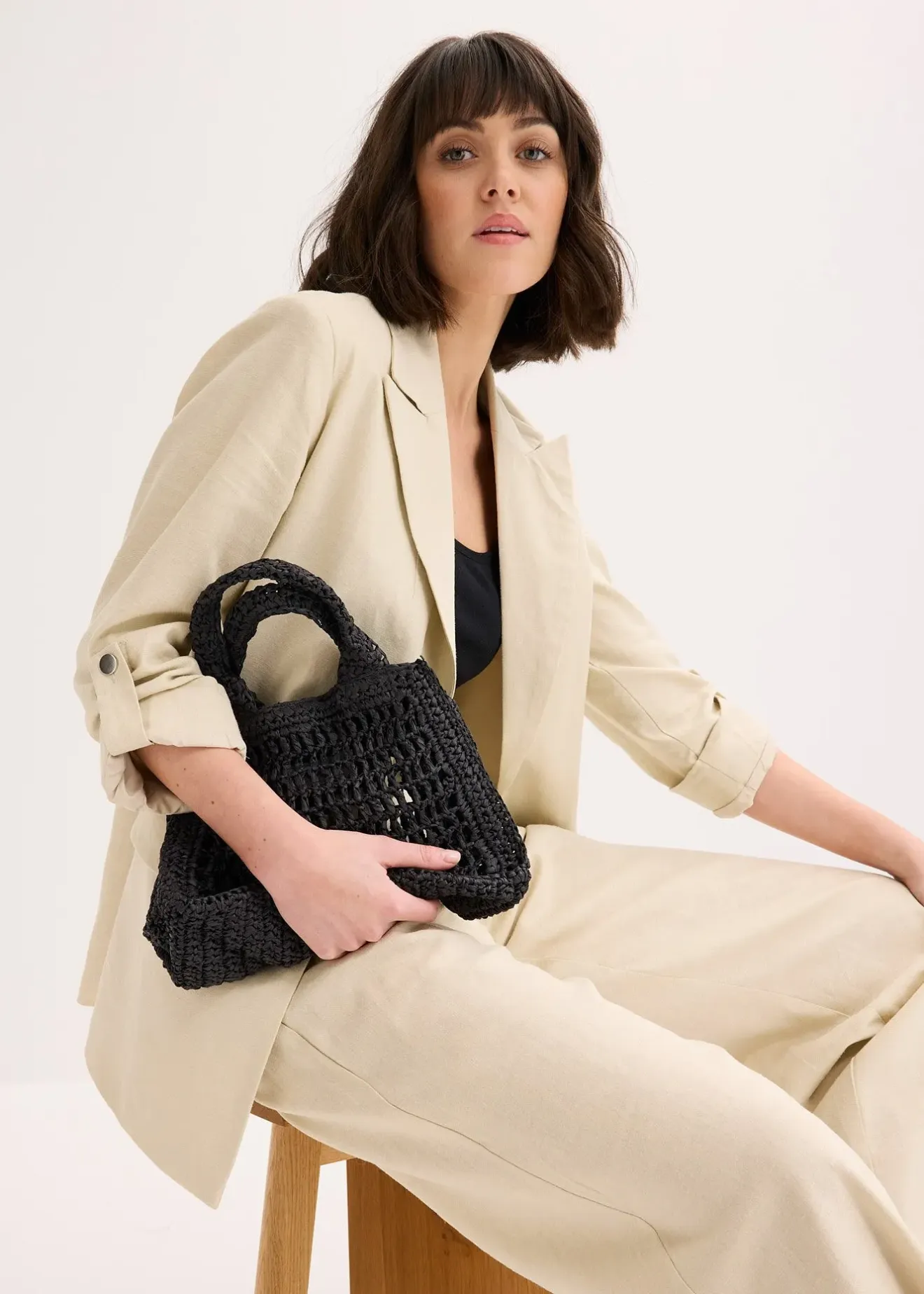 bonprix Sac à bandoulière aspect paille|Femme Sacs