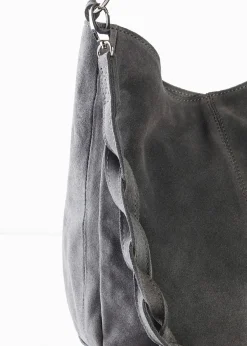 Femme bonprix Sacs|Sac en cuir velours avec sangle décorative