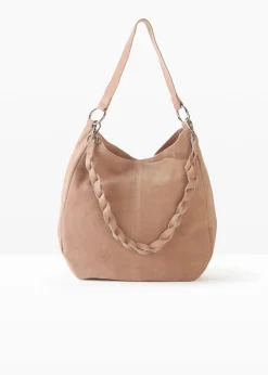 Femme bonprix Sacs|Sac en cuir velours avec sangle décorative