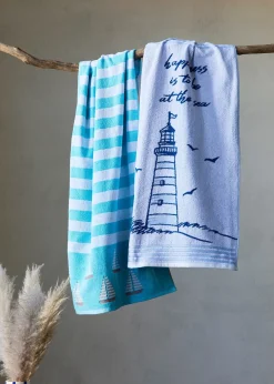 bonprix Serviette de toilette pur coton motif phare| Salle De Bain·Serviettes De Toilette|Serviettes De Toilette