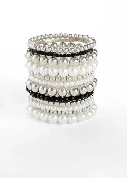 bonprix Set de bracelets (ens. 12 pces) en perles artificielles|Femme Bijoux